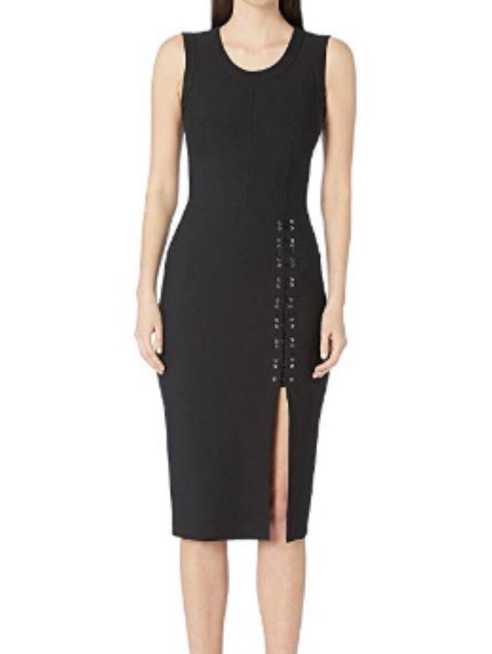 YIGAL AZROUEL Sleeveless Mechinical Stretch Dress (Black) Women's Dress Size 6